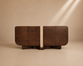 SINEU - Buffet en bois de manguier et travertin 180 cm – 4 portes