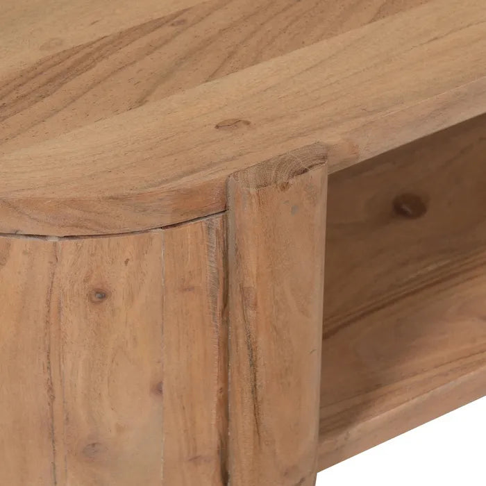 BERRE - Mesa de centro natural madera de acacia 120 x 50 x 40 cm