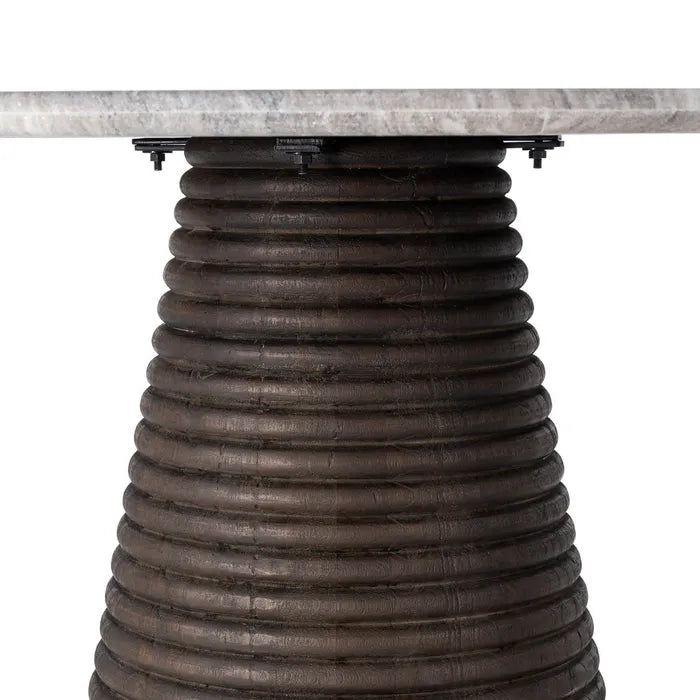 ANSO - Mesa de comedor de mármol y madera para salón 115 x 115 x 76 cm
