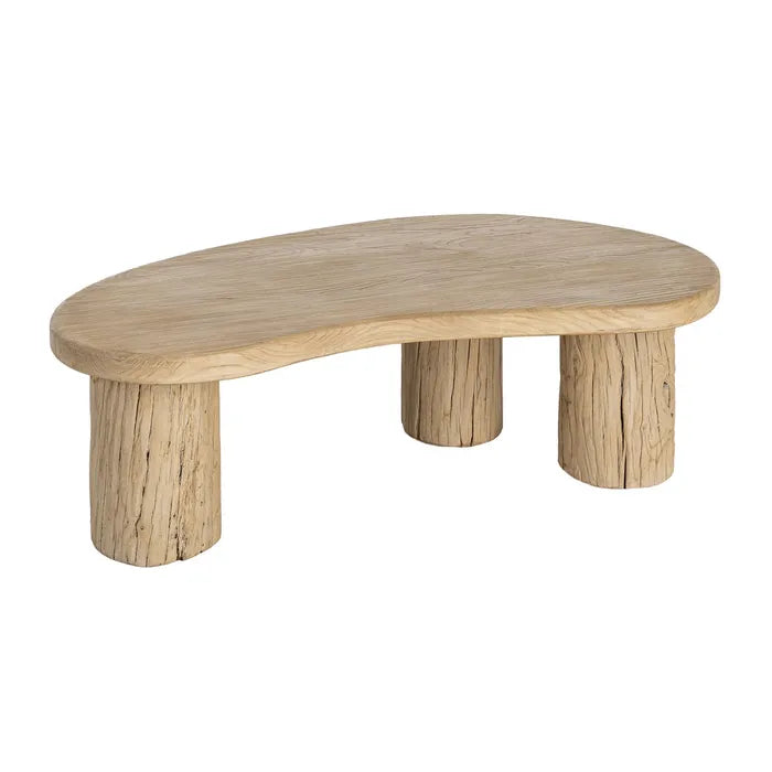 BESSE - Mesa de centro de madera de olmo para salón 127 x 69 x 38 cm