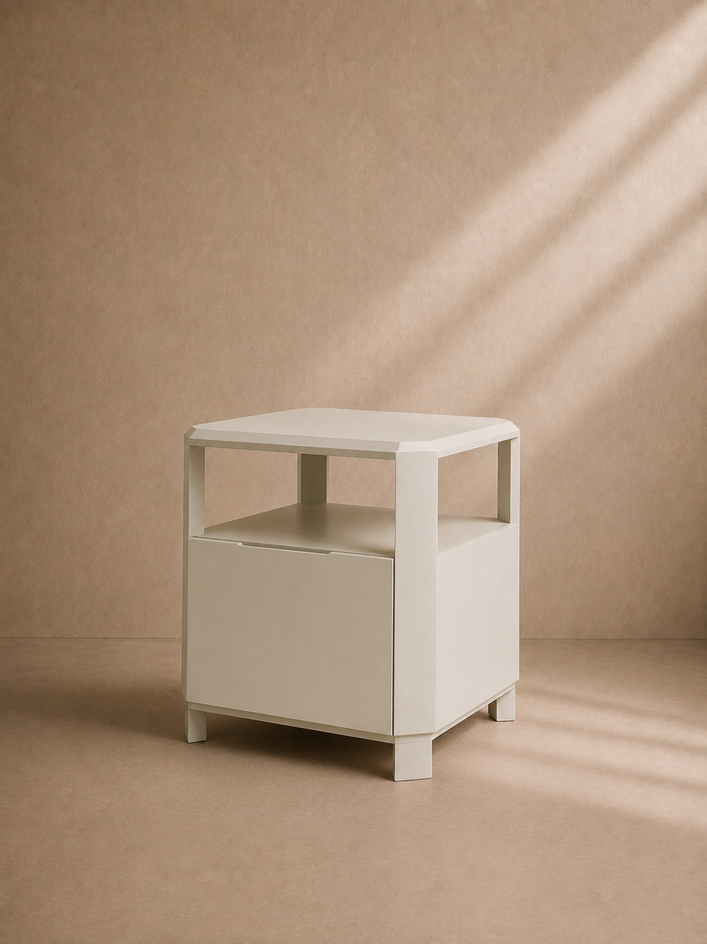 VEDRA - Mueble auxiliar / mesita de noche blanco roto 45 × 45 × 50 cm