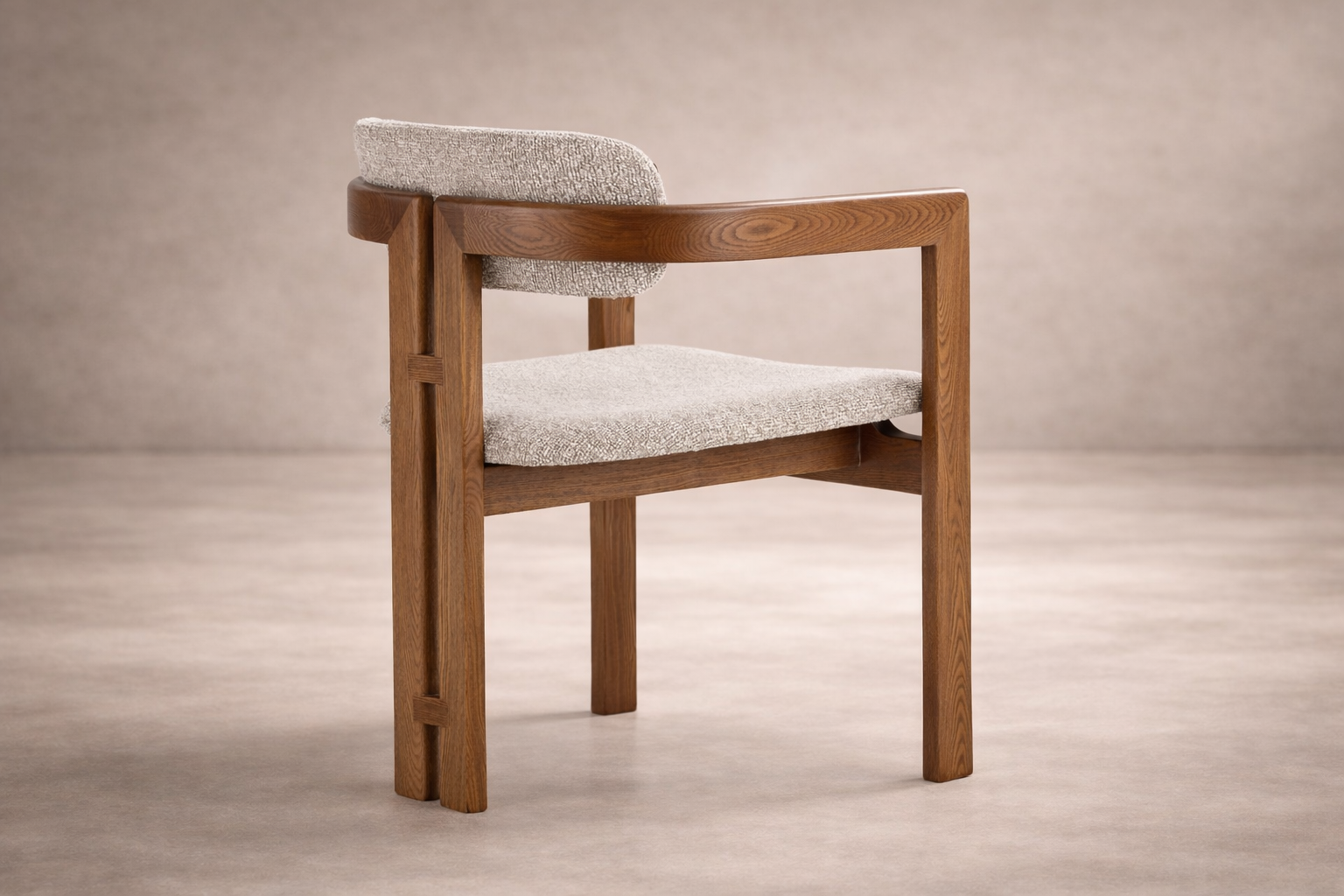 TERA - Silla en madera de fresno y tela gris 