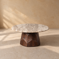 MURTOSA - Mesa de centro de madera y mármol para salón 90 x 90 x 40 cm