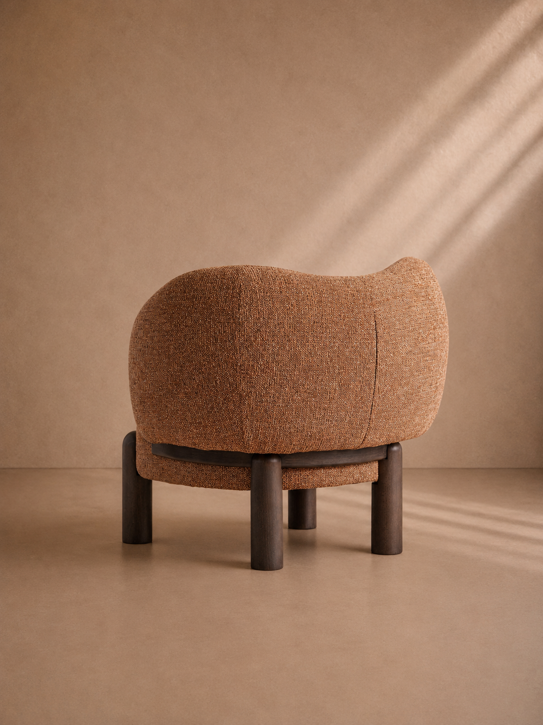 SIABAL - Fauteuil design terracotta en bois de frêne – pour salon, hôtel, réception