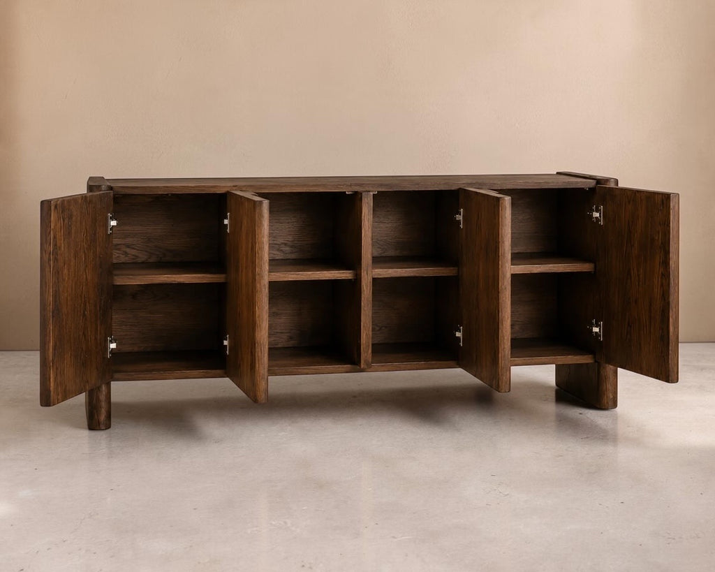 BISAYA - Aparador 180cm em madeira castanha nogueira com design contemporâneo