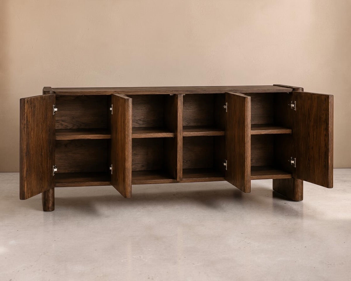 BISAYA - Aparador 180cm em madeira castanha nogueira com design contemporâneo