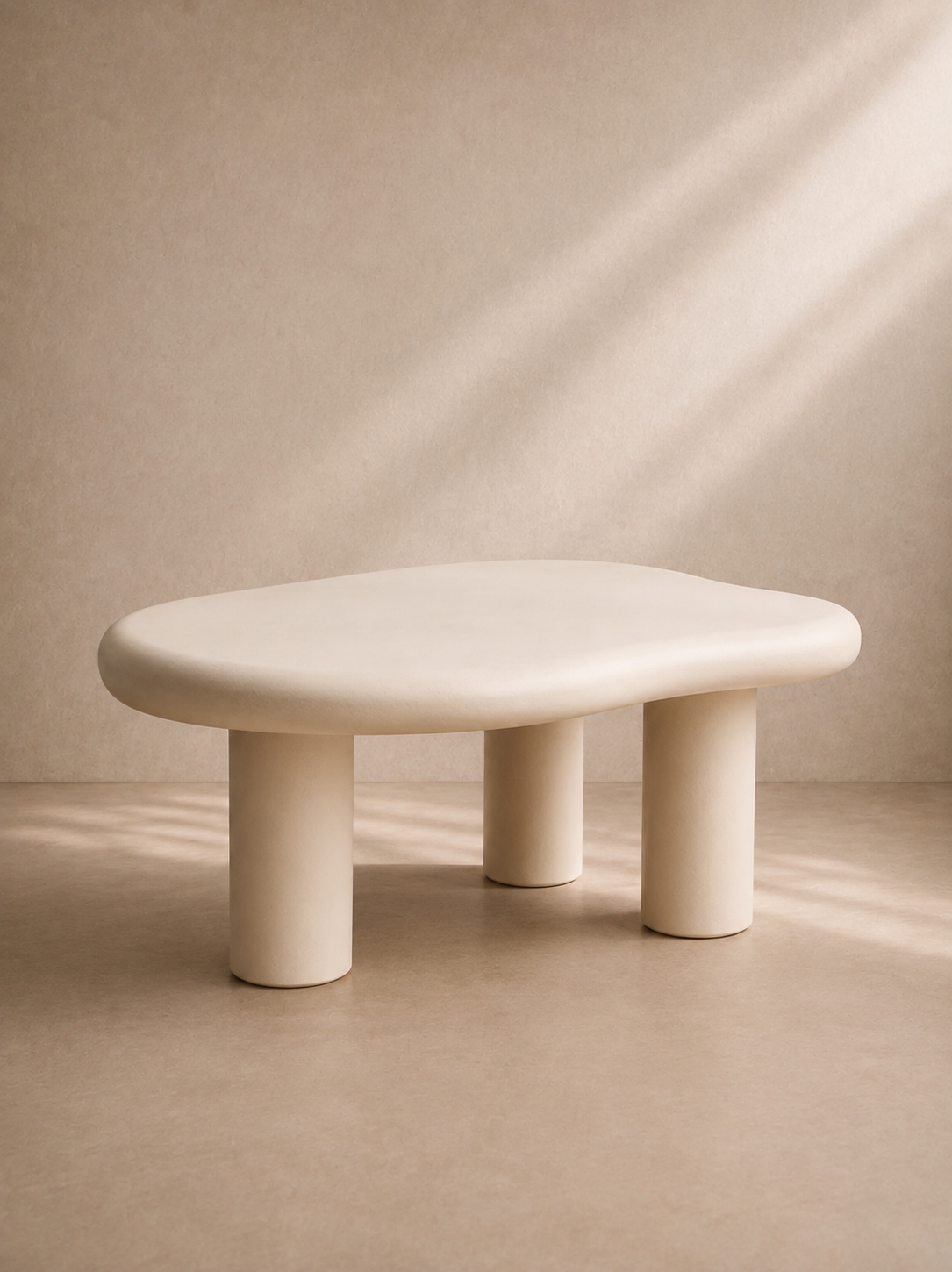 LLENYA - Mesa de centro orgánica de 3 patas blanca crema