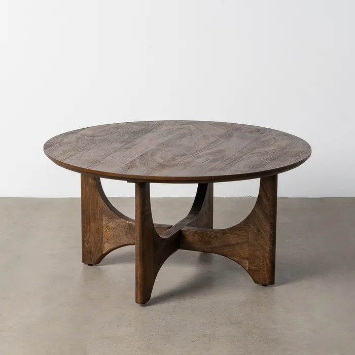 SORMIOU - Mesa de centro natural madera de mango 90 x 90 x 45 cm