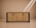 SABAL - Buffet Design Industriel 180 cm Chêne & Anthracite – Bahut 4 Portes pour Salon et Salle à Manger