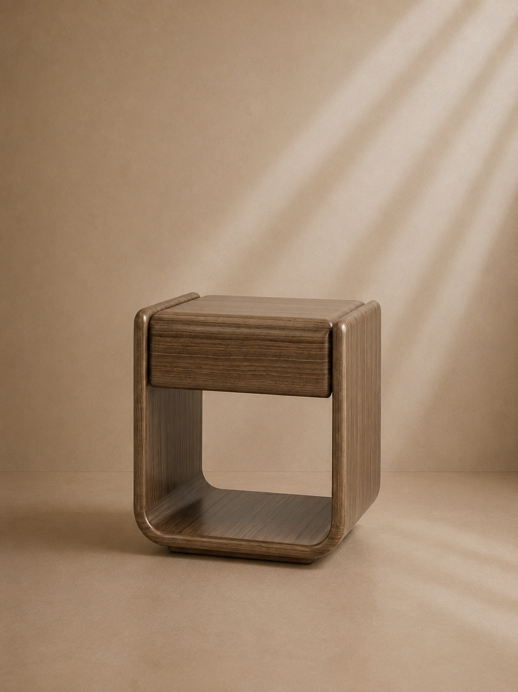 MOGAR - Table de chevet en bois plaqué de noyer 51x40x56 cm