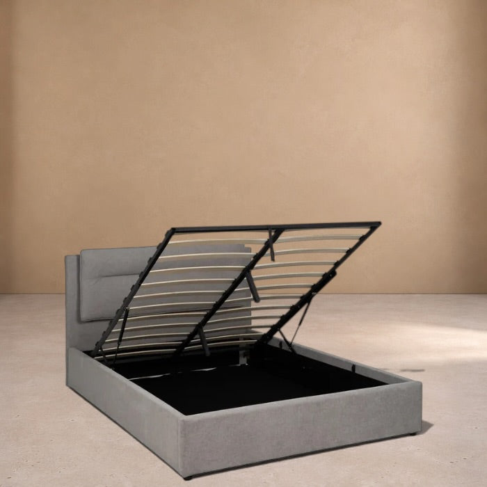 ALDEHUELA - Cama tapizada gris para colchón de 150 cm