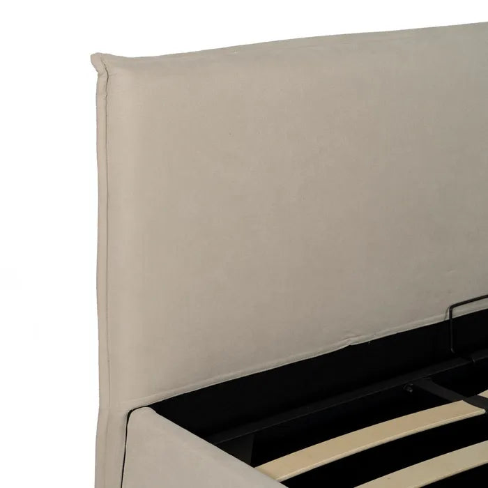 ANTIGNAC - Cama tapizada beige para colchón de 180 cm