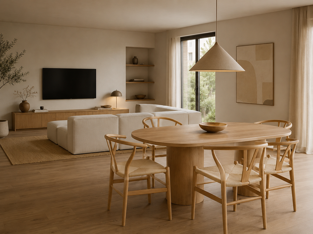 NEDA - Silla de diseño de madera de haya natural y fibra trenzada