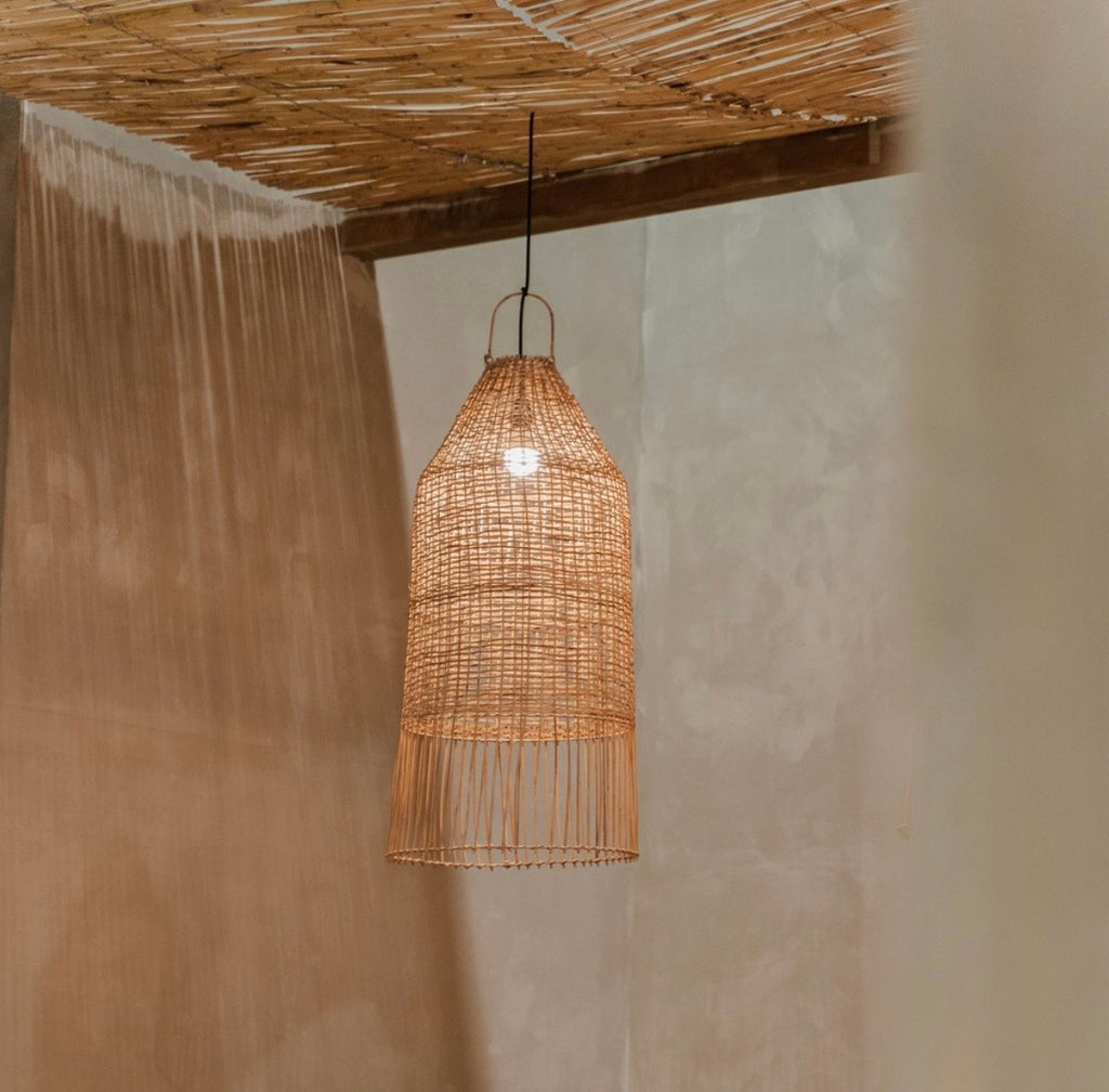 JABA - Pantalla de lámpara de ratán Ø46 × H91 cm – Estilo mediterráneo