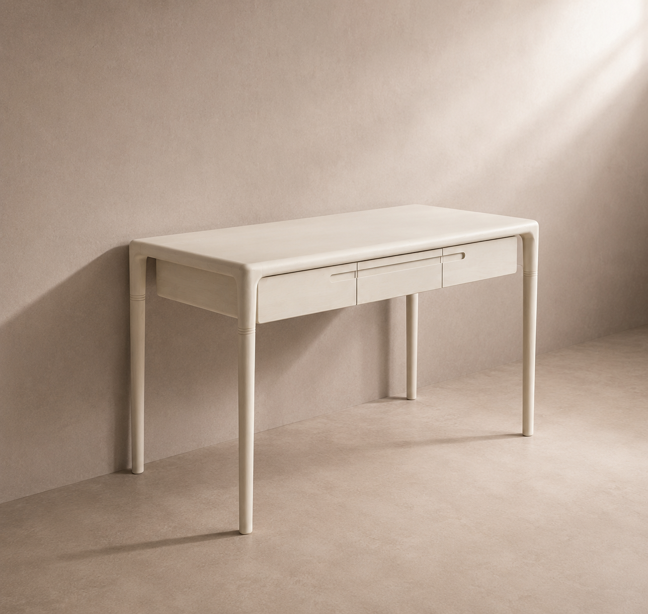 MONDA - Bureau design en bois de manguier blanc 120 × 60 cm