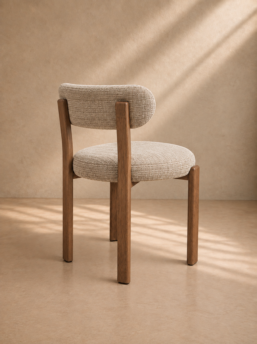 LEVI - Chaise de salle à manger en tissu beige et bois