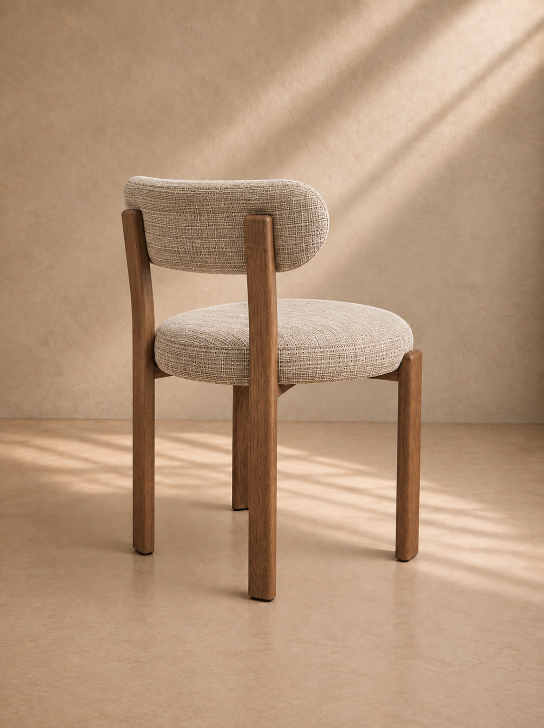 LEVI - Chaise de salle à manger en tissu beige et bois