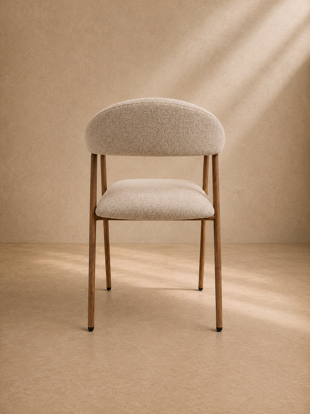 ERIAS - Chaise en tissu beige et métal imitation bois
