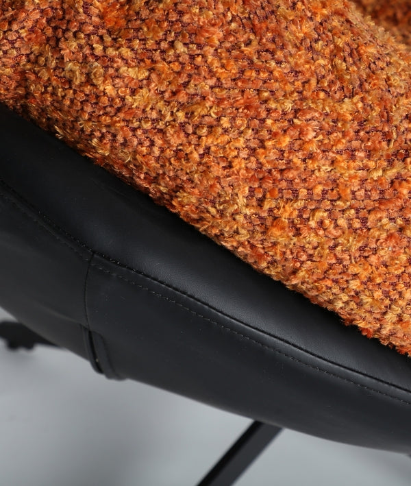 LILLO - Fauteuil pivotant orange et noir en polyester – Design contemporain