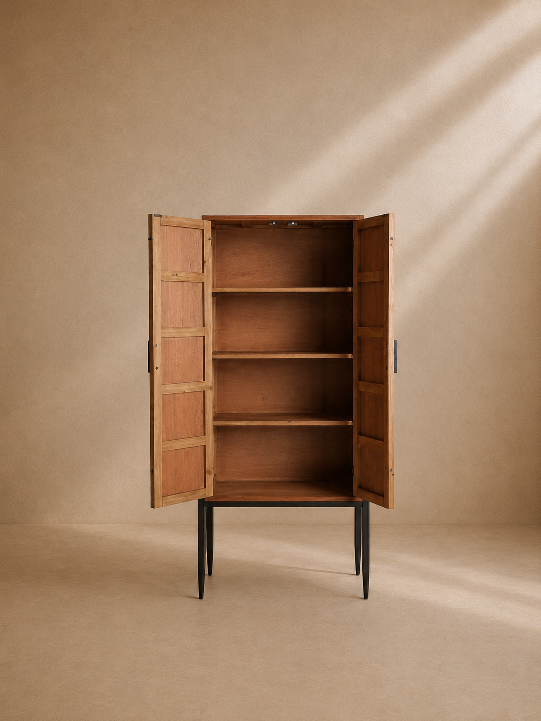 JACA - Armario de diseño de madera marrón y metal negro
