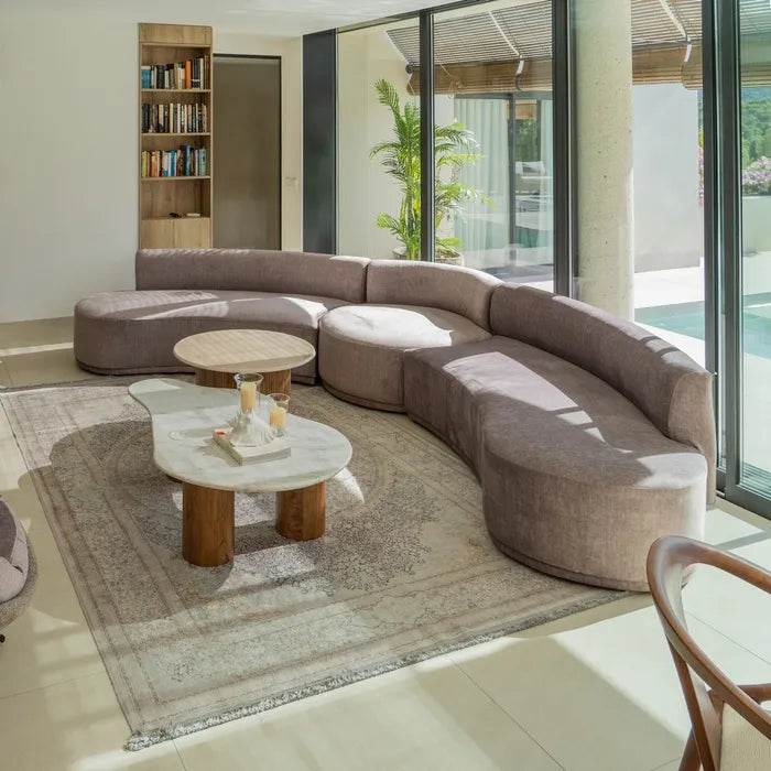 LUINA - Sofá curvo de 3 piezas gris 405 cm – Diseño contemporáneo