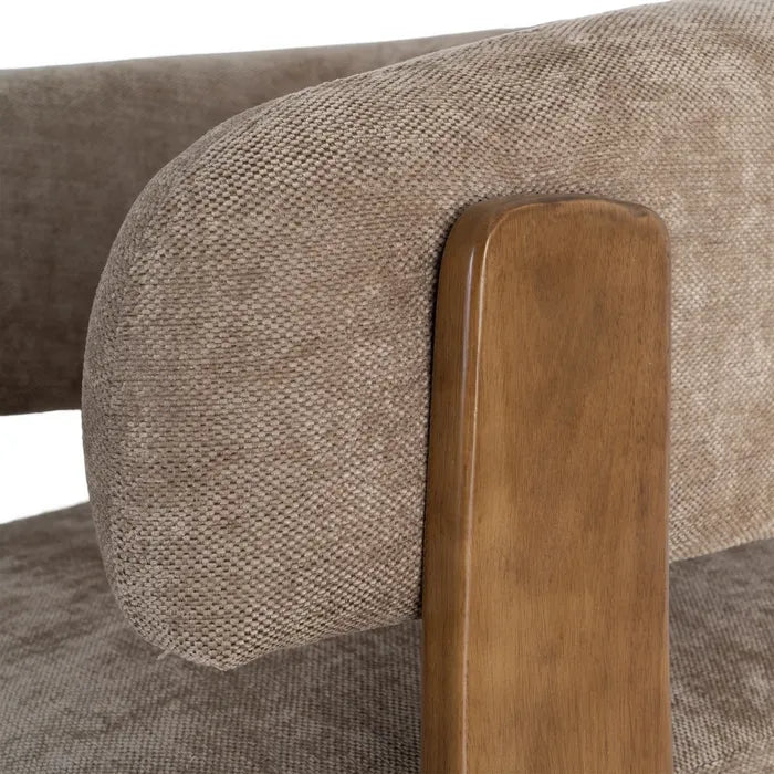 GALA - Sillón de tela marrón y madera maciza de pino – Diseño contemporáneo