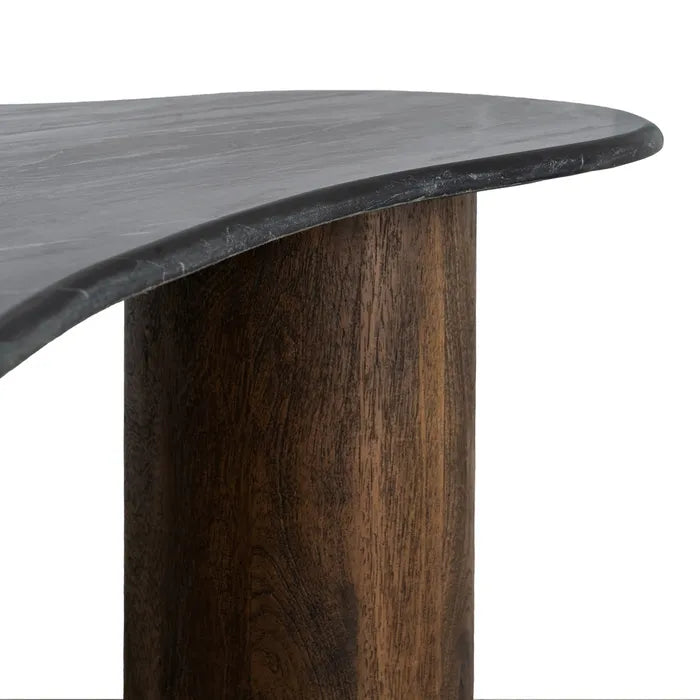 SERTA - Mesa de centro negro-marrón mármol/madera 135 x 80 x 37 cm
