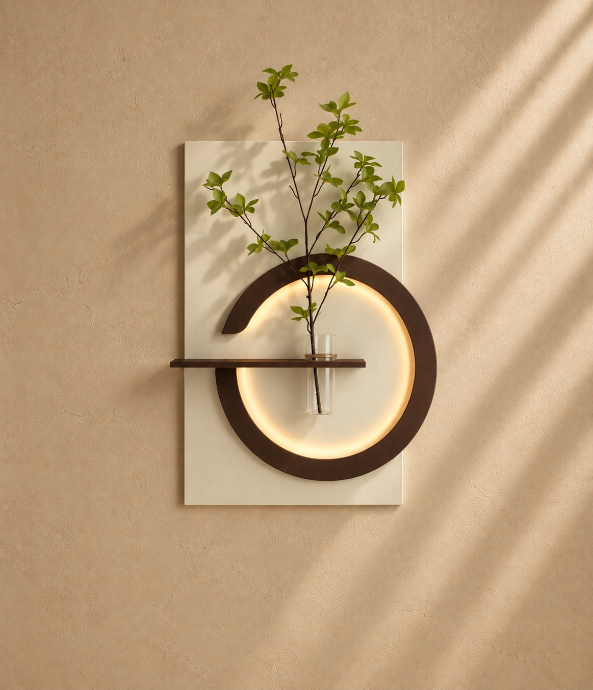 LOIU - Decoración de pared luminosa redonda con estante 50× 70 cm