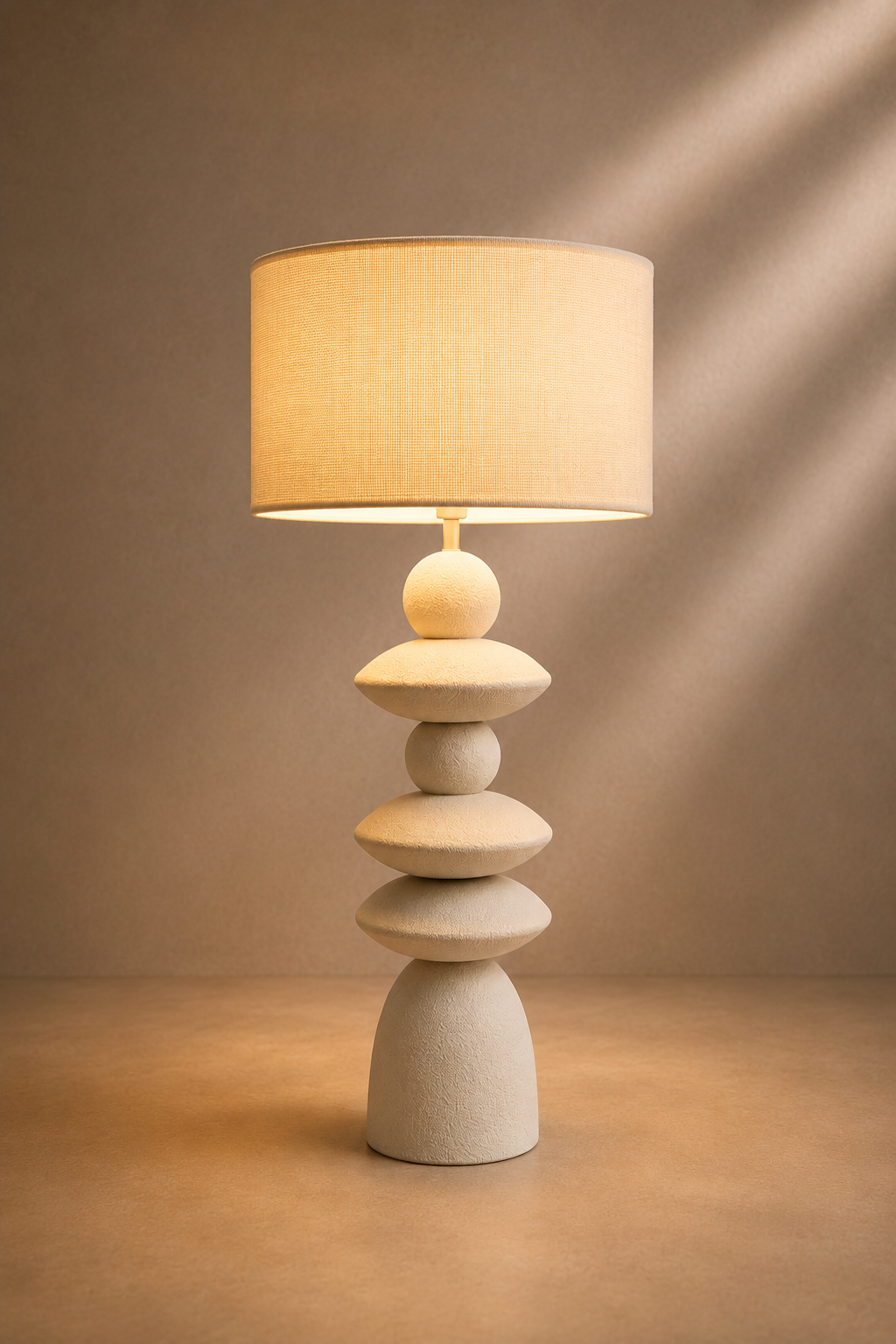 BULNES - Lampe de table design beige texturée 73 cm - pour salon, hôtels