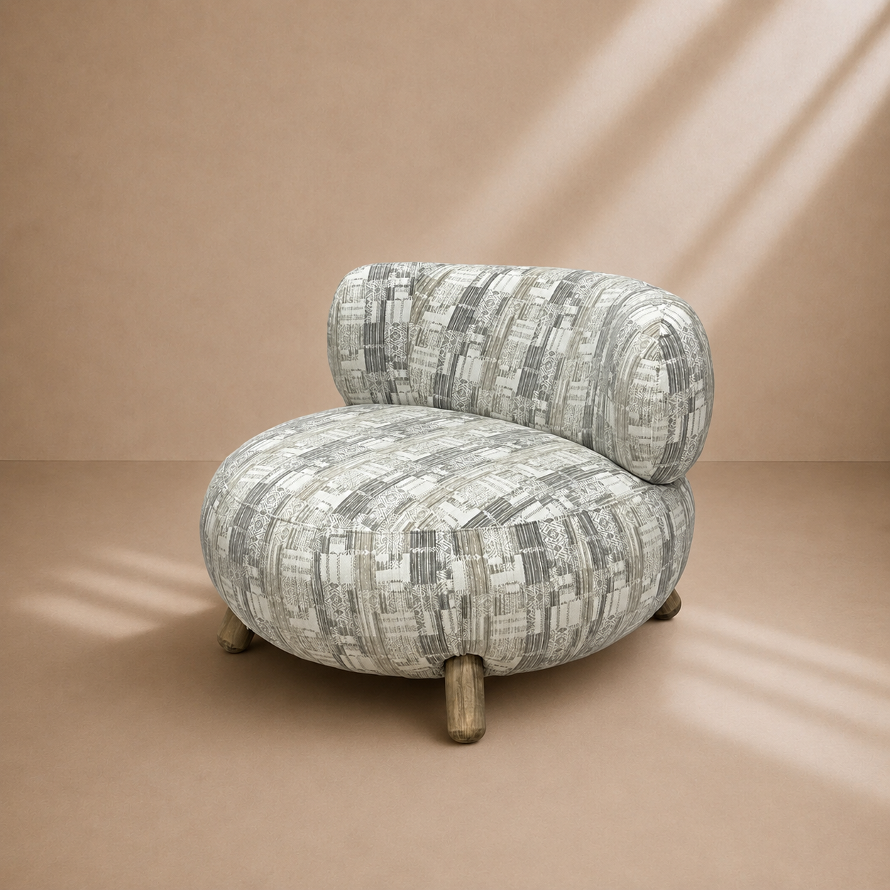 CLARET - Fauteuil design en tissu imprimé ethnique – Confort enveloppant et style contemporain