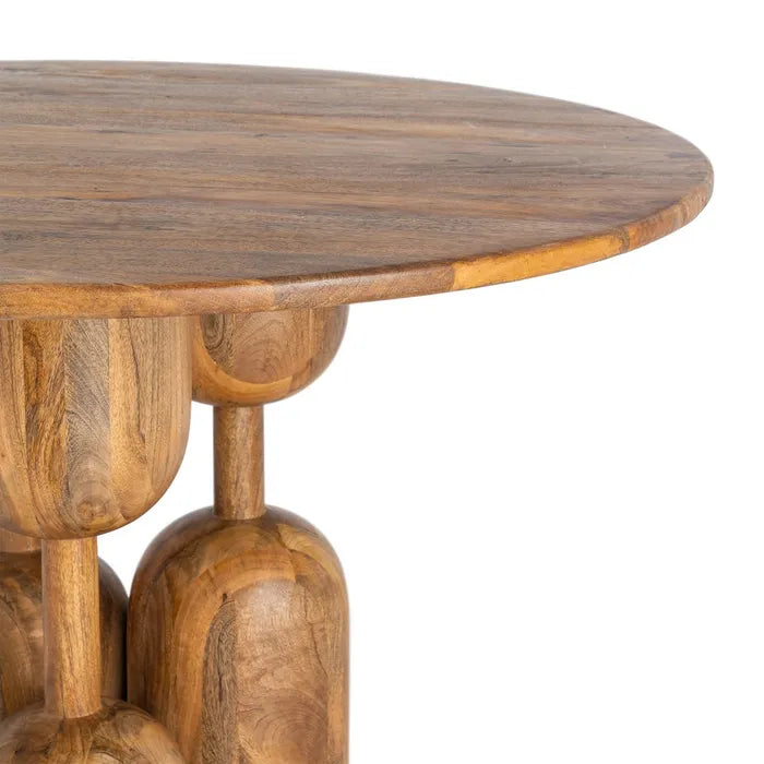SABERO - Mesa de comedor redonda de madera de mango maciza 120 cm