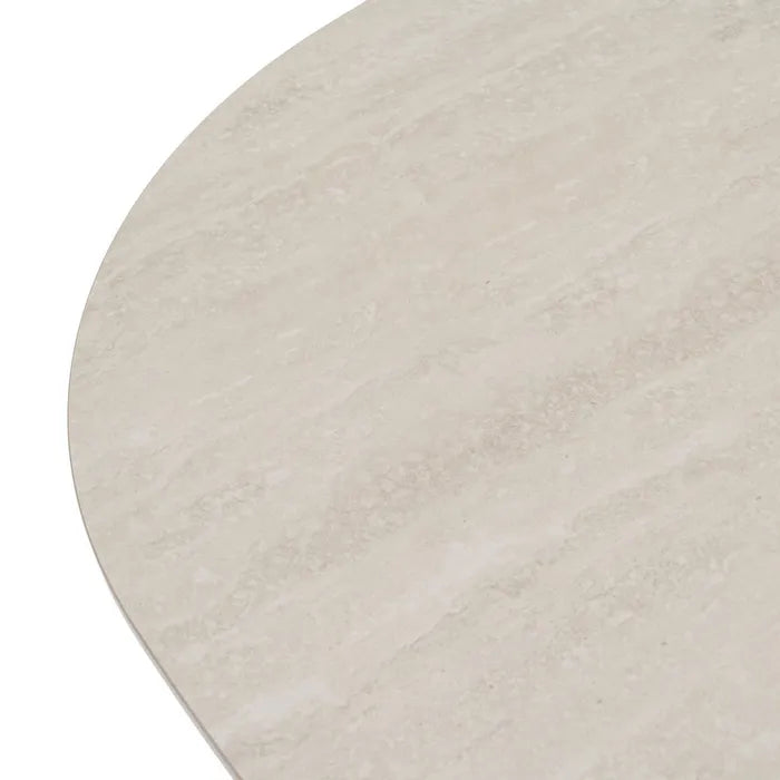 MELIDE - Mesa de comedor beige piedra 180 x 90 x 76 cm