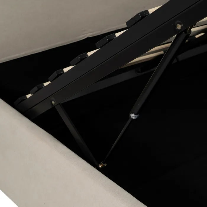 ANTIGNAC - Cama tapizada beige para colchón de 180 cm