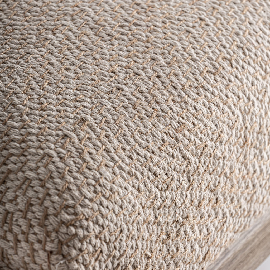 ALDO - Banc d’entrée / Bout de lit en bois de manguier et tissu effet jute 122 cm