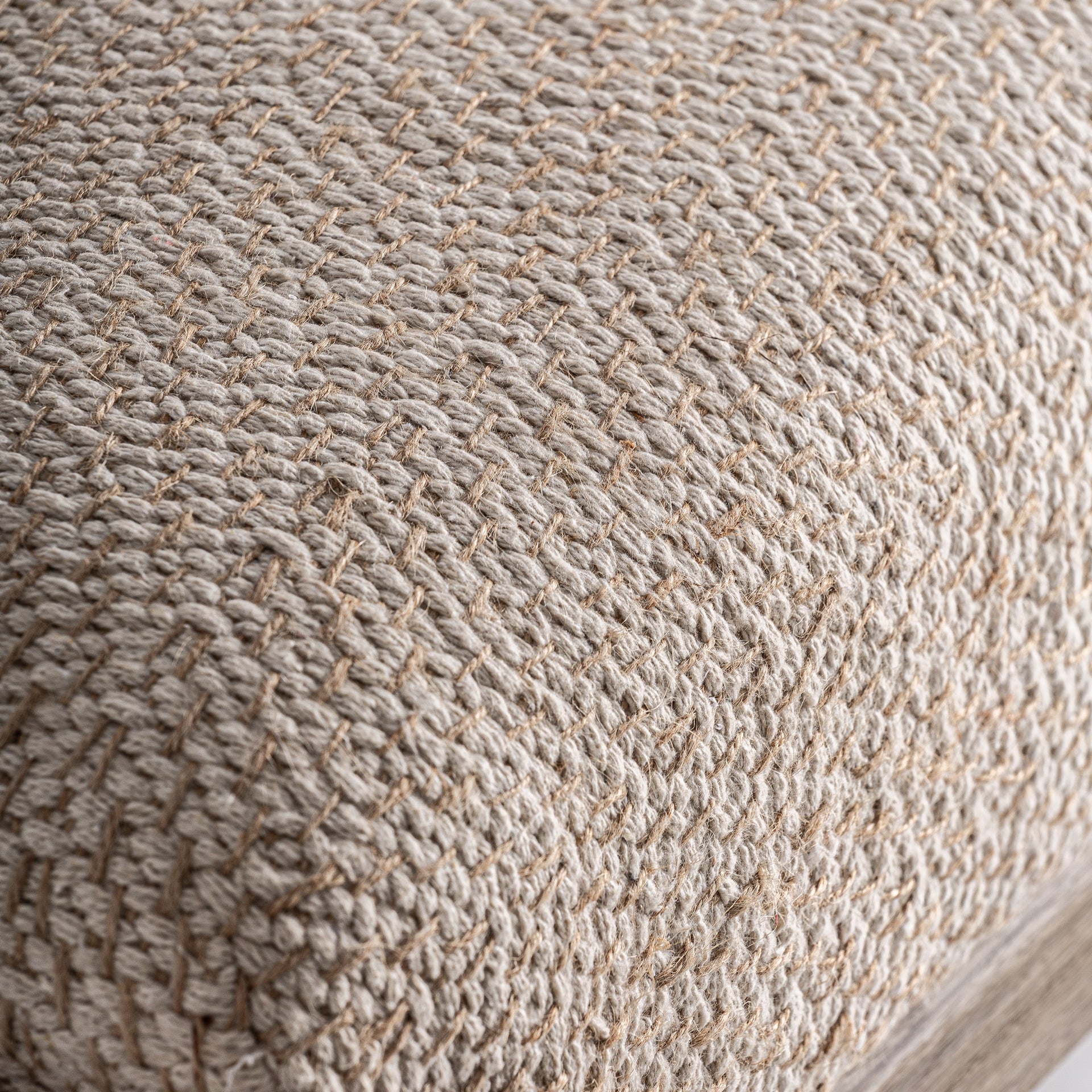 ALDO - Banc d’entrée / Bout de lit en bois de manguier et tissu effet jute 122 cm
