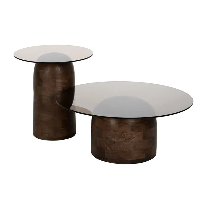 TENDE - Mesa de centro color miel de madera de mango 50 x 50 x 56 cm