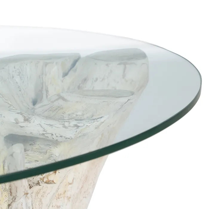 AUPS - Mesa de centro blanco patinado 90 x 90 x 45 cm