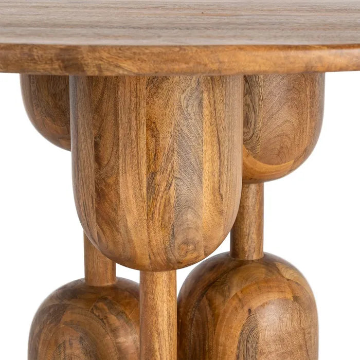 SABERO - Mesa de comedor redonda de madera de mango maciza 120 cm