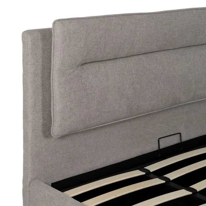 BOLEA - Lit tapissé gris pour matelas 180 cm