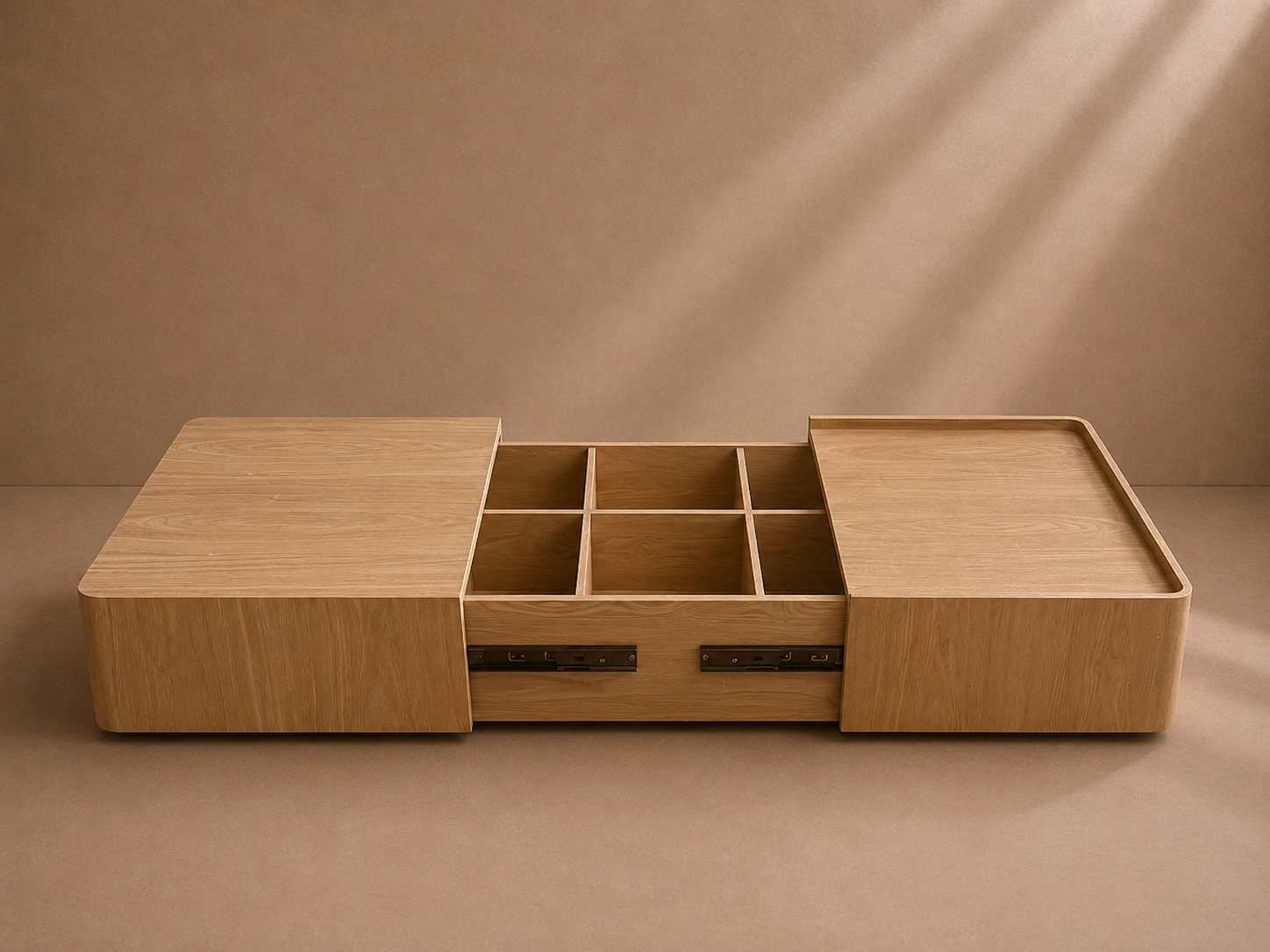 AINSA - Table basse avec rangement en bois effet chêne 120 x 70 cm