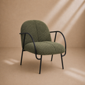 CUBEL - Fauteuil en bouclette verte avec structure en métal noir - pour salon, bureaux, réunion