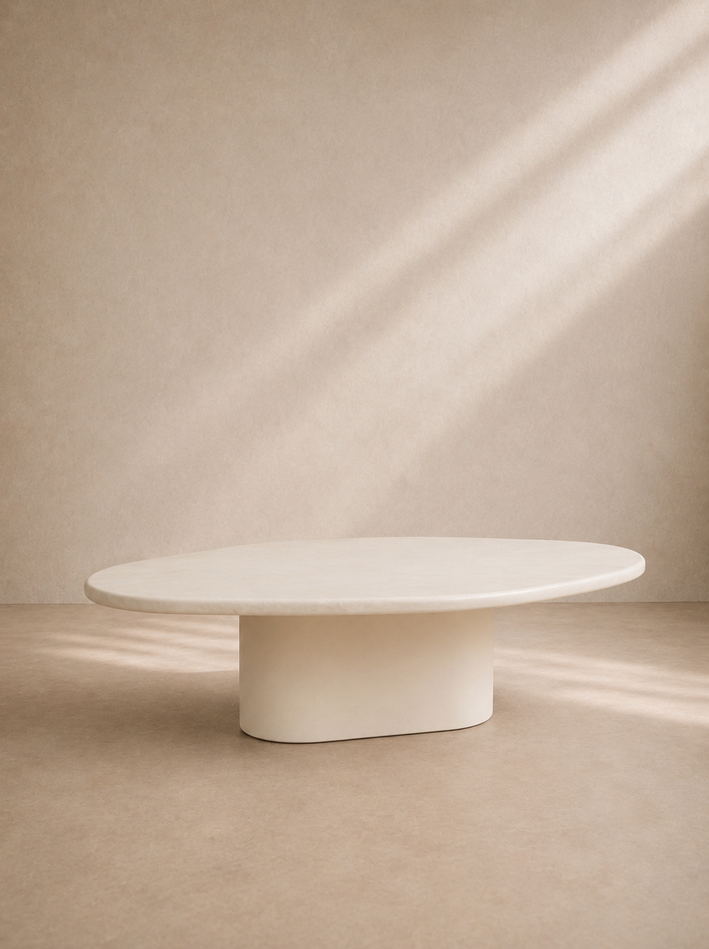 CUBELLS - Table basse organique effet ciment blanc crème