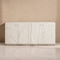 ORIA - Aparador 4 portas em madeira de mangueira entalhada 180 cm – Design contemporâneo