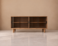 ZENIA - Aparador marrón madera cristal 160 cm