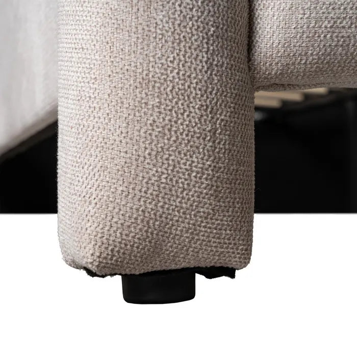 AYLLÓN - Cama tapizada beige para colchón de 150 cm