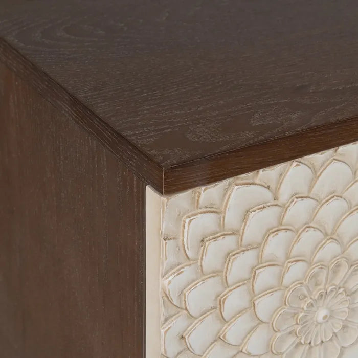 BOSA - Aparador tallado blanco marrón MDF madera 135 cm