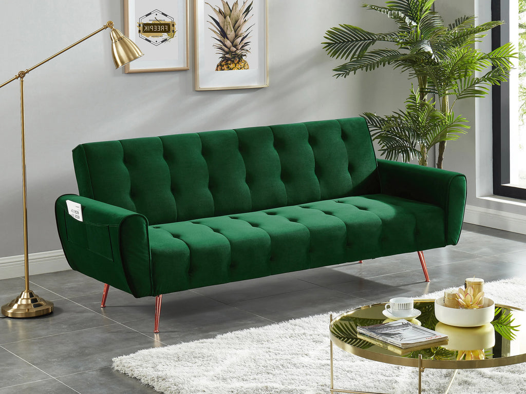 VELLUTO - Sofá cama de terciopelo de 3 plazas