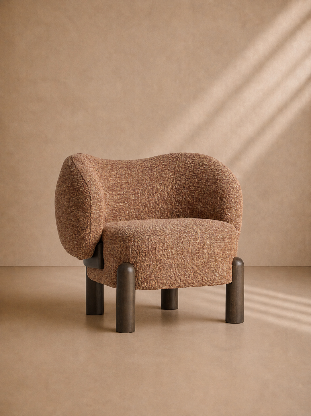 SIABAL - Fauteuil design terracotta en bois de frêne – pour salon, hôtel, réception