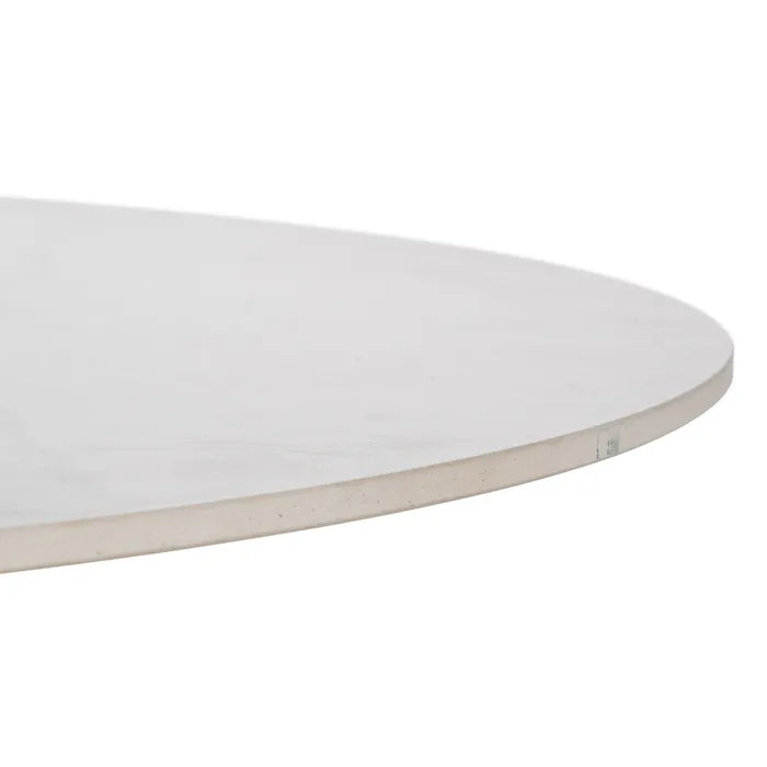 CAVIA - Mesa de comedor redonda blanca y natural 120 cm – estilo contemporáneo