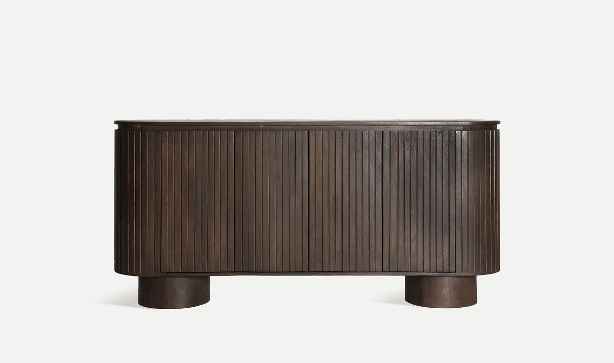 TURÍN - Aparador de madera de mango marrón 4 puertas 180 cm
